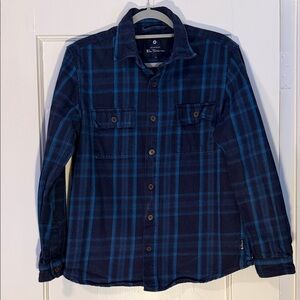 Ben Sherman Navy and Teal Plaid Heavy Weight Cotton Shirt